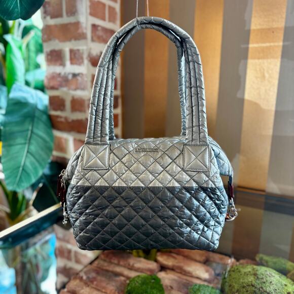 MZ WALLACE Metallic Silver Gray Deluxe Sutton - Picture 1 of 6